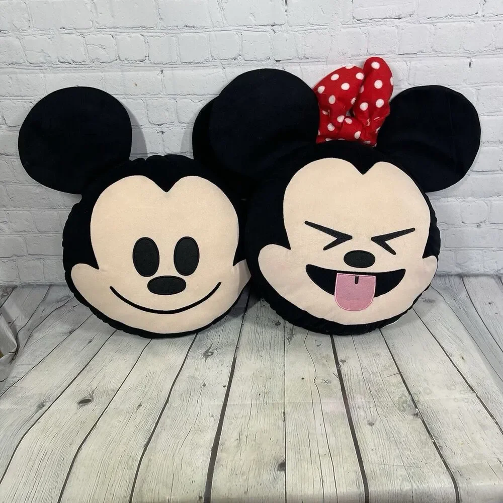 Minnie Mickey Mouse Emoji Pillow Plush Decoration Set Bedding Decor Lot Of 2
